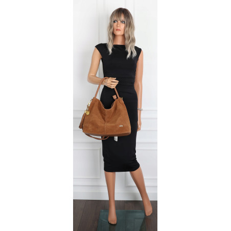 Torebka Damska Listonoszka Worek Shopper Modna na Ramię CC3546 Brązowa