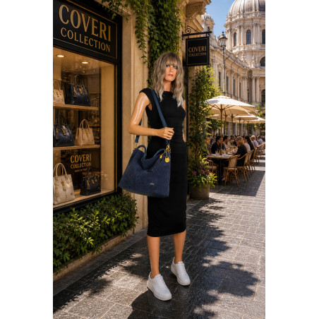 Torebka Damska Listonoszka Worek Shopper Modna na Ramię CC3546 Granatowa