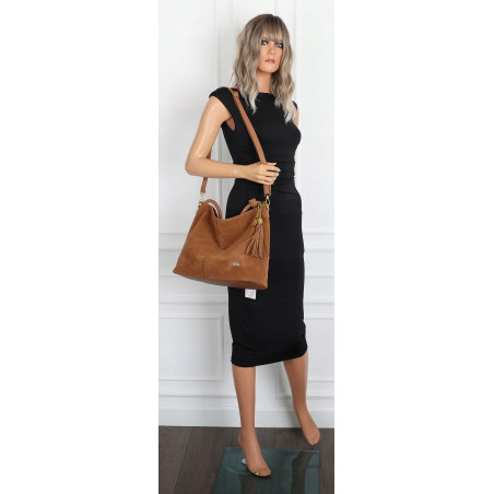 Torebka Damska Listonoszka Worek Shopper Modna na Ramię CC3546 Brązowa
