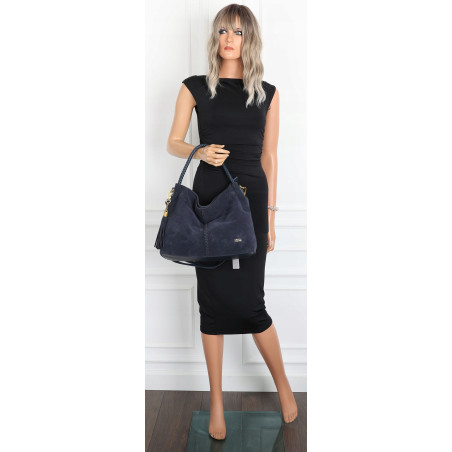 Torebka Damska Listonoszka Worek Shopper Modna na Ramię CC3546 Granatowa