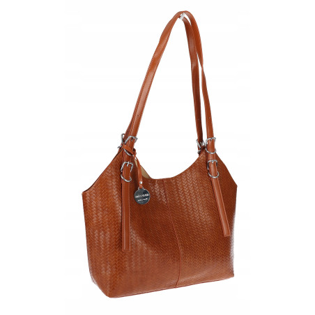 Torebka Damska Worek pleciona Shopper Modna torba na Ramię NSY2963 Brązowa