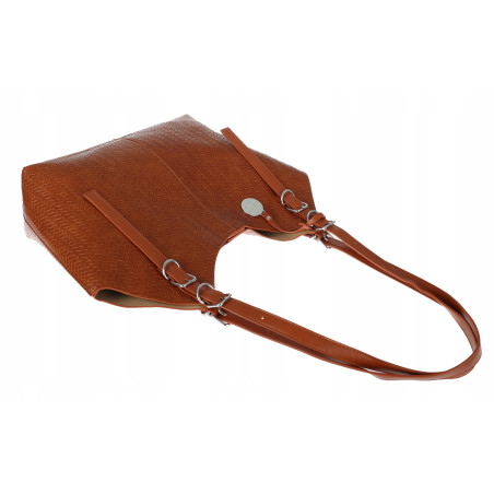 Torebka Damska Worek pleciona Shopper Modna torba na Ramię NSY2963 Brązowa