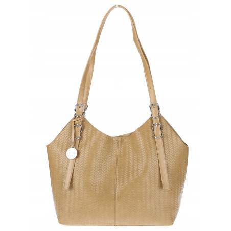 Torebka Damska Worek pleciona Shopper Modna torba na Ramię NSY2963 Beżowa