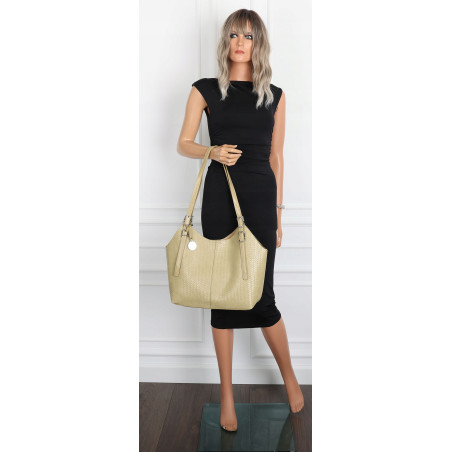 Torebka Damska Worek pleciona Shopper Modna torba na Ramię NSY2963 Zielona
