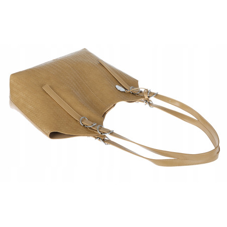 Torebka Damska Worek pleciona Shopper Modna torba na Ramię NSY2963 Beżowa