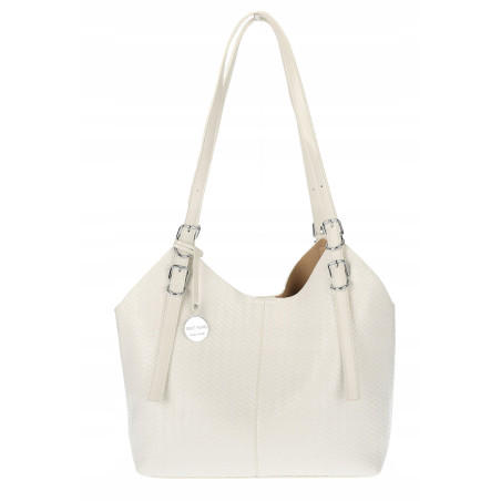 Torebka Damska Worek pleciona Shopper Modna torba na Ramię NSY2963 Biała