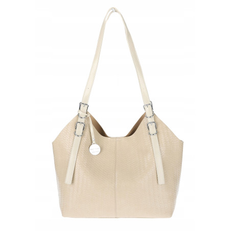 Torebka Damska Worek pleciona Shopper Modna torba na Ramię NSY2963 Beżowa