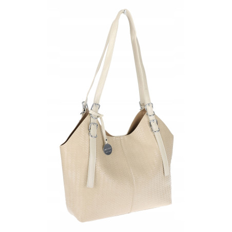 Torebka Damska Worek pleciona Shopper Modna torba na Ramię NSY2963 Beżowa