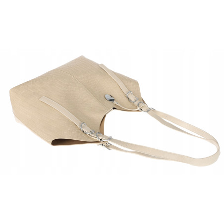 Torebka Damska Worek pleciona Shopper Modna torba na Ramię NSY2963 Beżowa
