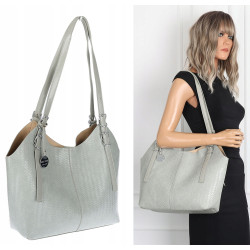 Torebka Damska Worek pleciona Shopper Modna torba na Ramię NSY2963 Szara