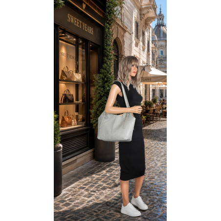 Torebka Damska Worek pleciona Shopper Modna torba na Ramię NSY2963 Szara