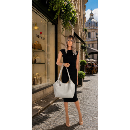 Torebka Damska Worek pleciona Shopper Modna torba na Ramię NSY2963 Szara