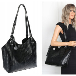 Torebka Damska Worek pleciona Shopper Modna torba na Ramię NSY2963 Czarna