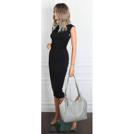 Torebka Damska Worek pleciona Shopper Modna torba na Ramię NSY2963 Szara