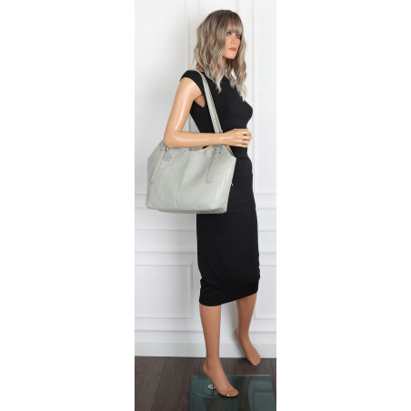 Torebka Damska Worek pleciona Shopper Modna torba na Ramię NSY2963 Szara