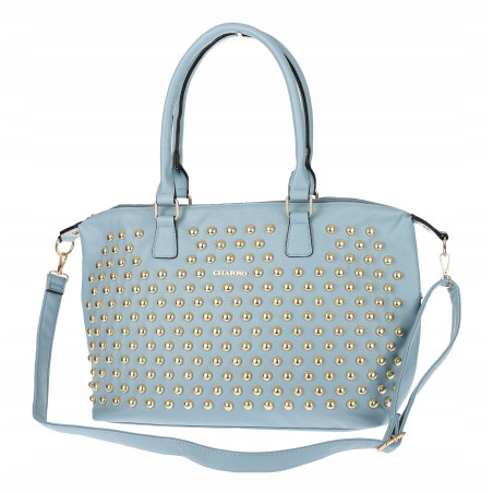 Torebka damska kuferek listonoszka shopper z ćwiekami modna CH25 Niebieska