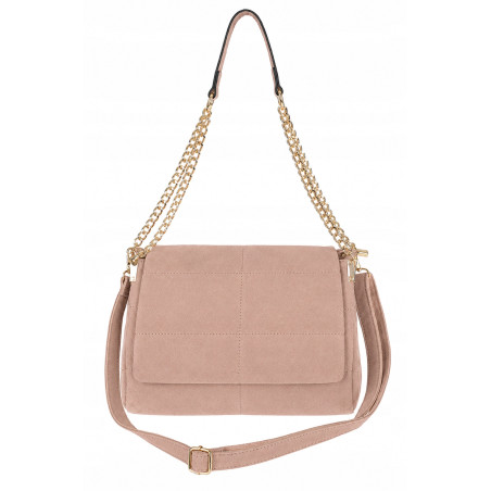 Torebka damska zamszowa pikowana shopper modna listonoszka 601276 Różowa