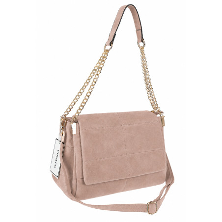 Torebka damska zamszowa pikowana shopper modna listonoszka 601276 Różowa