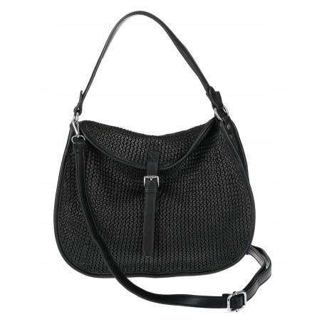 Torebka damska worek shopper pleciona na ramię listonoszka MC677 Czarna