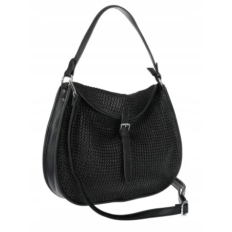 Torebka damska worek shopper pleciona na ramię listonoszka MC677 Czarna