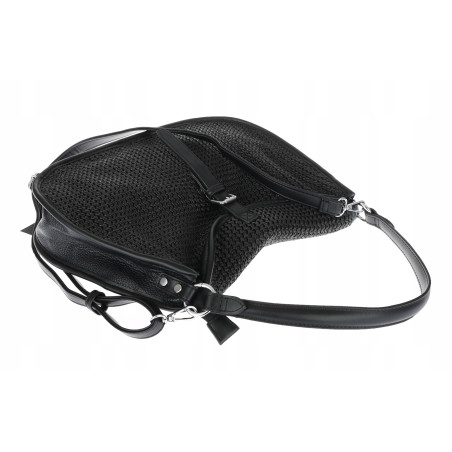 Torebka damska worek shopper pleciona na ramię listonoszka MC677 Czarna