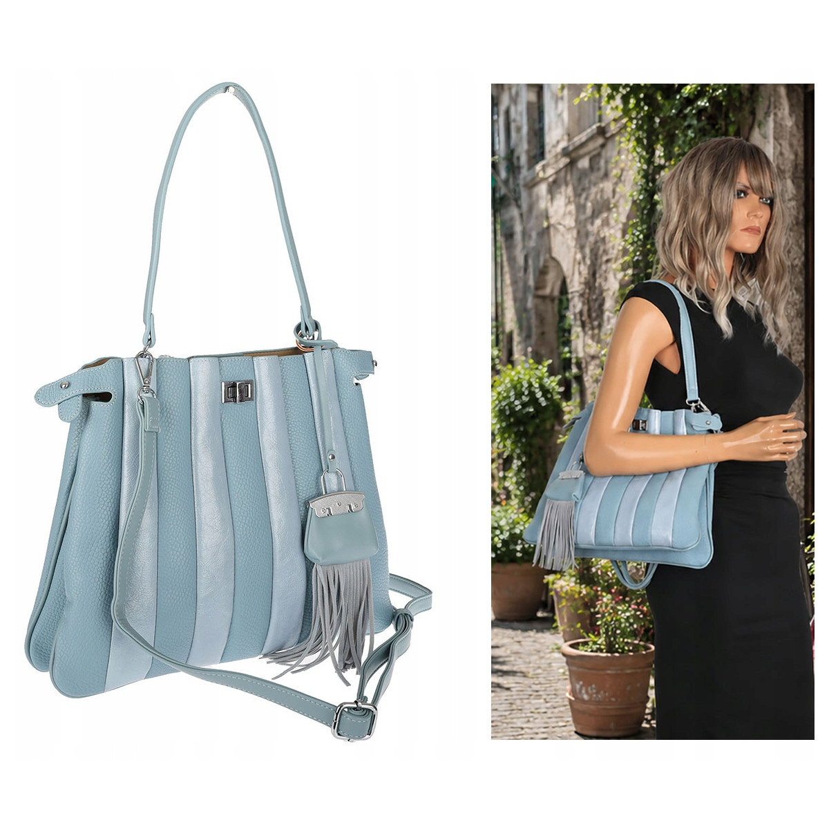Torebka Damska Listonoszka Kuferek Shopper Torba na Ramię MC682 Niebieska