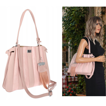 Torebka Damska Listonoszka Kuferek Shopper Torba na Ramię MC682 Różowa