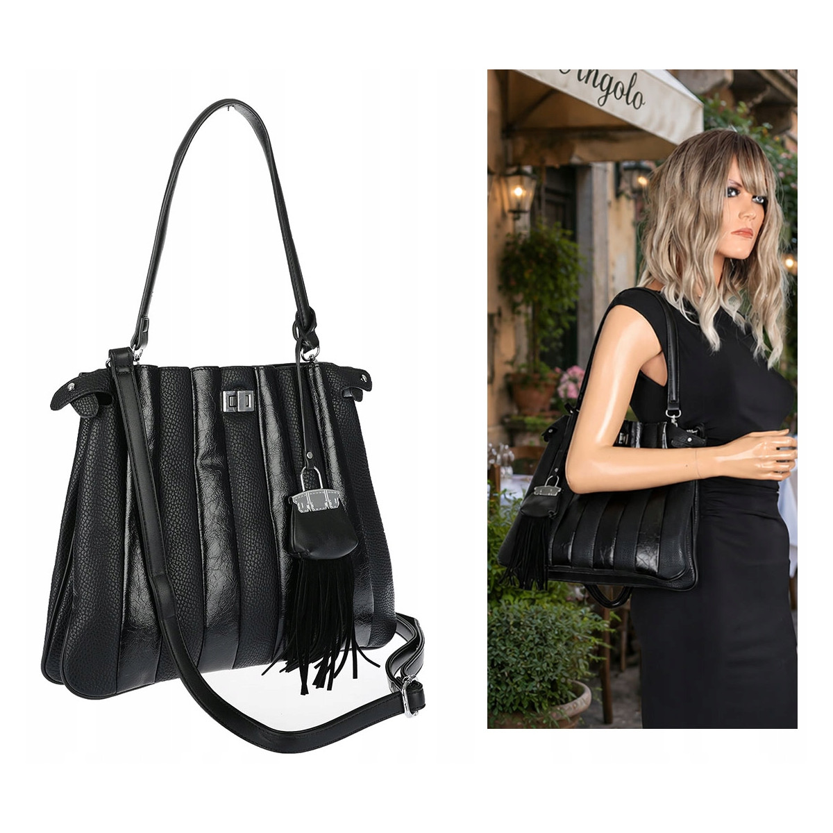 Torebka Damska Listonoszka Kuferek Shopper Torba na Ramię MC682 Czarna