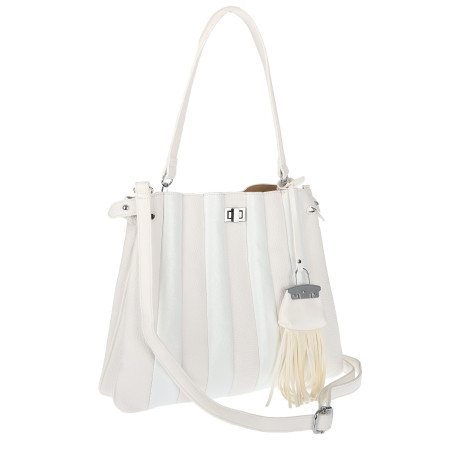 Torebka Damska Listonoszka Kuferek Shopper Torba na Ramię MC682 Biała