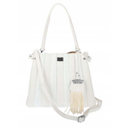 Torebka Damska Listonoszka Kuferek Shopper Torba na Ramię MC682 Biała