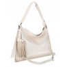 Torebka damska worek shopper na ramię frędzle duża modna boho MC687 Beżowa