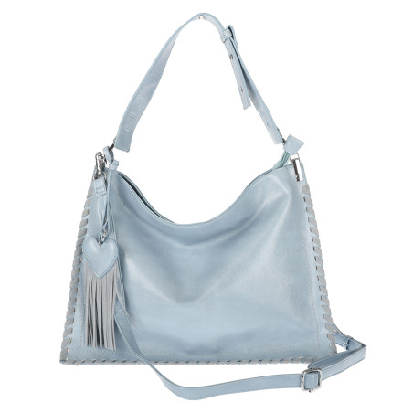 Torebka damska worek shopper na ramię frędzle duża boho MC687 Niebieska