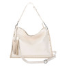 Torebka damska worek shopper na ramię frędzle duża modna boho MC687 Beżowa
