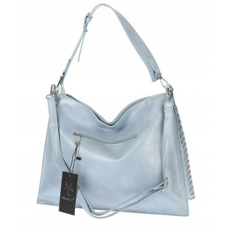 Torebka damska worek shopper na ramię frędzle duża boho MC687 Niebieska