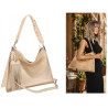 Torebka damska worek shopper na ramię frędzle duża modna boho MC687 Beżowa