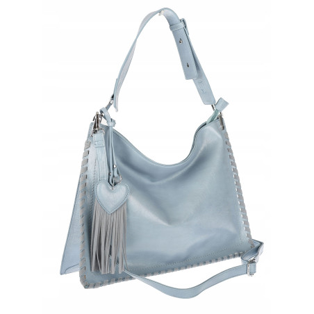 Torebka damska worek shopper na ramię frędzle duża boho MC687 Niebieska