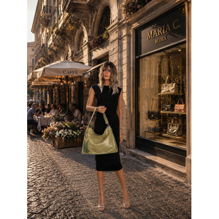Torebka damska worek shopper na ramię frędzle duża modna boho MC687 Zielona