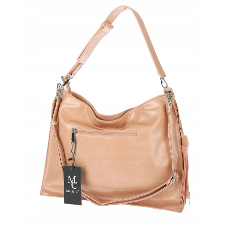 Torebka damska worek shopper na ramię frędzle duża modna boho MC687 Różowa