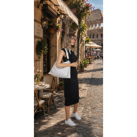 Torebka damska worek shopper na ramię frędzle duża modna boho MC687 Szara