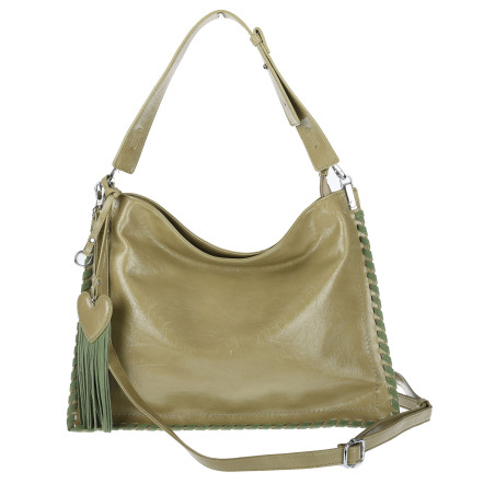 Torebka damska worek shopper na ramię frędzle duża modna boho MC687 Zielona