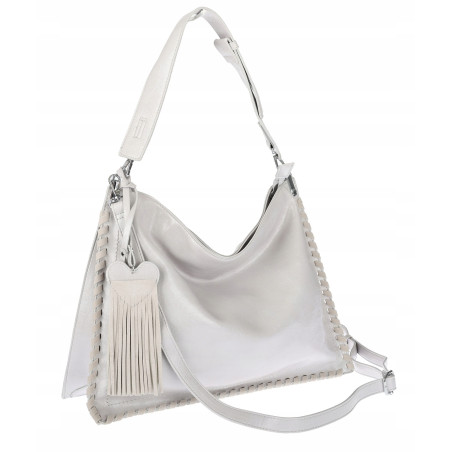 Torebka damska worek shopper na ramię frędzle duża modna boho MC687 Szara