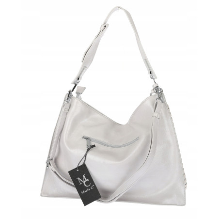 Torebka damska worek shopper na ramię frędzle duża modna boho MC687 Szara