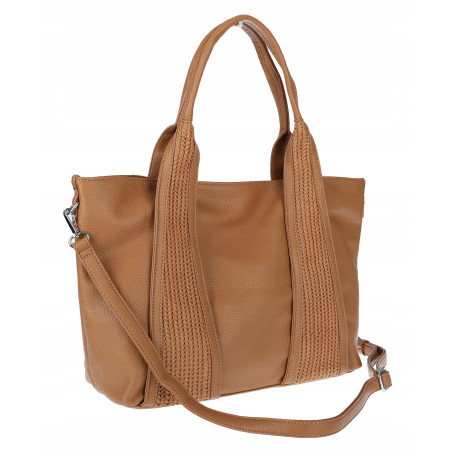 Torebka damska shopper worek na ramię pleciona duża modna MC631 Brązowa