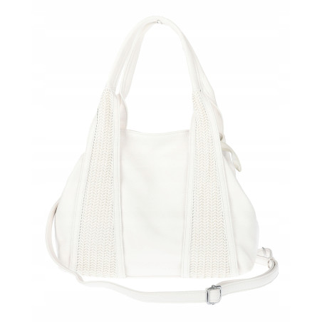 Torebka damska shopper worek na ramię pleciona duża modna torba MC631 Biała