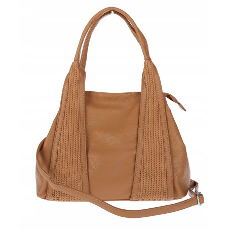 Torebka damska shopper worek na ramię pleciona duża modna MC631 Brązowa