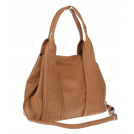 Torebka damska shopper worek na ramię pleciona duża modna MC631 Brązowa