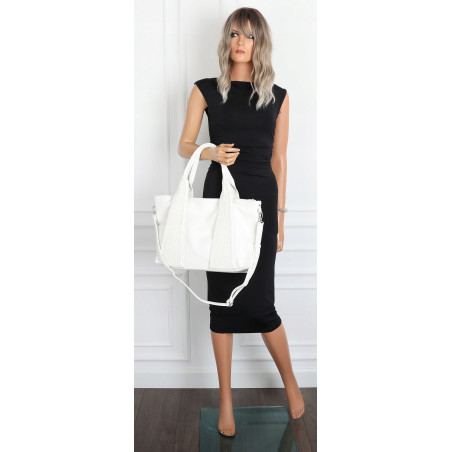 Torebka damska shopper worek na ramię pleciona duża modna torba MC631 Biała