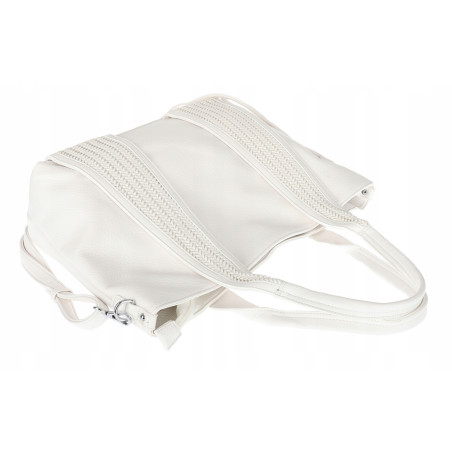 Torebka damska shopper worek na ramię pleciona duża modna torba MC631 Biała