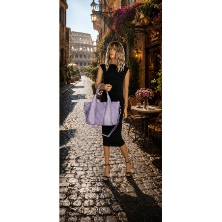 Torebka damska shopper worek na ramię pleciona duża modna MC631 Fioletowa