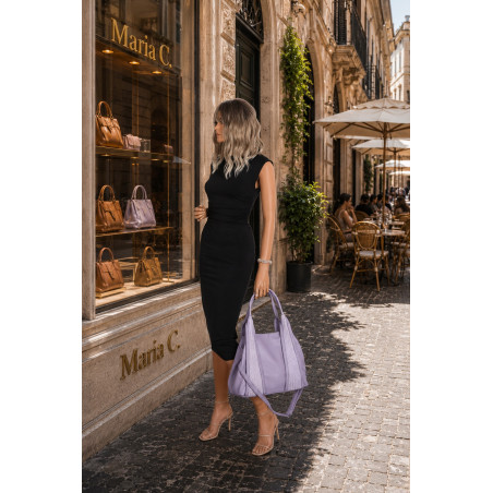 Torebka damska shopper worek na ramię pleciona duża modna MC631 Fioletowa
